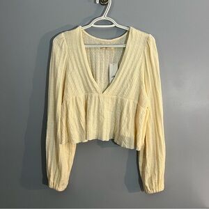 Urban Outfitters prairie ribbed babydoll top cream SZ M